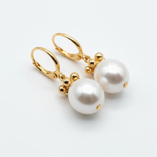 Gold-Plated Pearl Drop Earrings