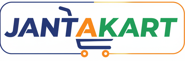JANTAKART logo with a shopping cart icon on a white background with a blue, orange, and yellow border.